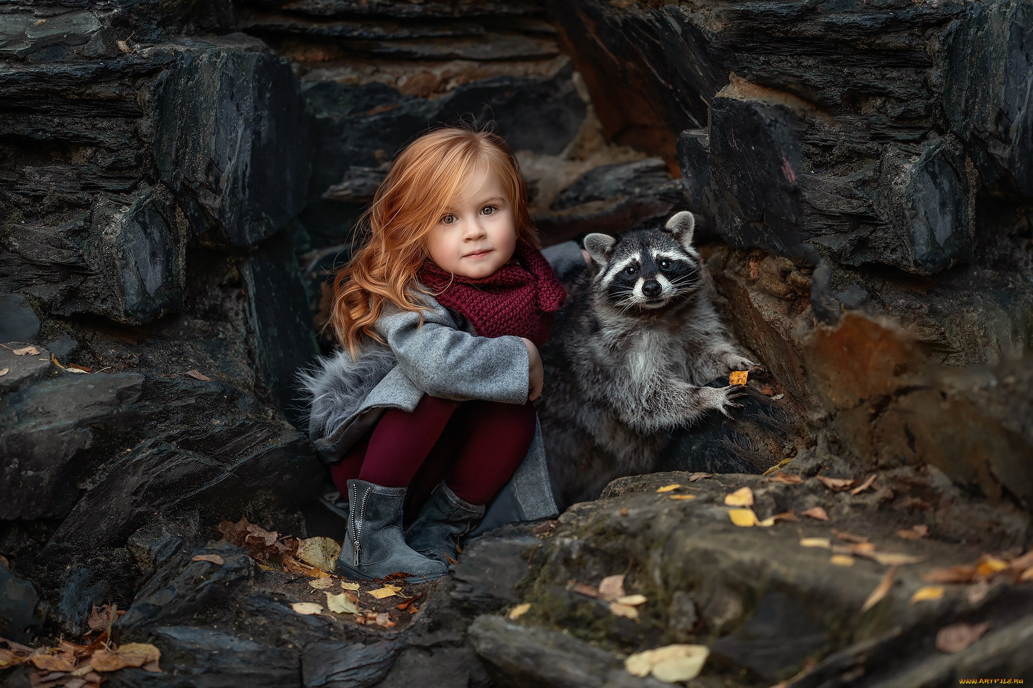 , , , , , , raccoon, little, girl